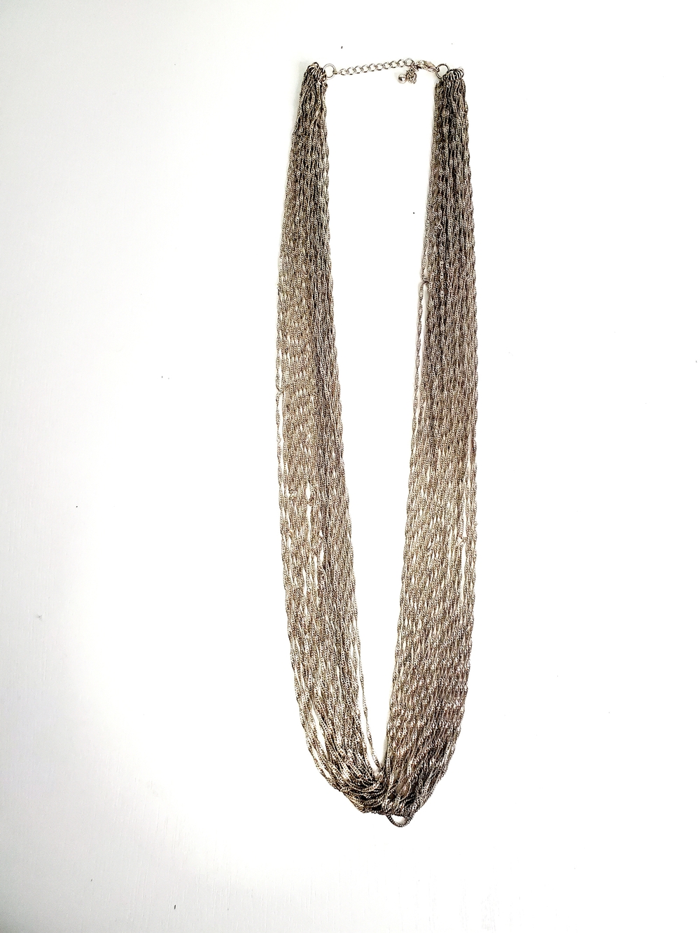 Multi-Strand Metallic Silver Necklace